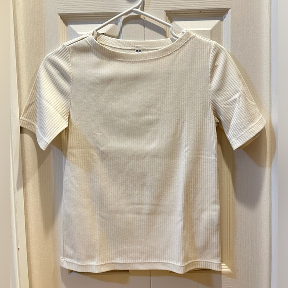 UNIQLO boatneck ribbed shirt - Small (Asian size) - Offwhite - Picture 1 of 4